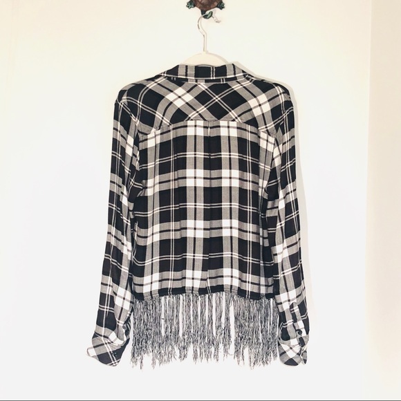 Romeo & Juliet Plaid Fringe Button Down BOGO ANY OFFER - Picture 3 of 7